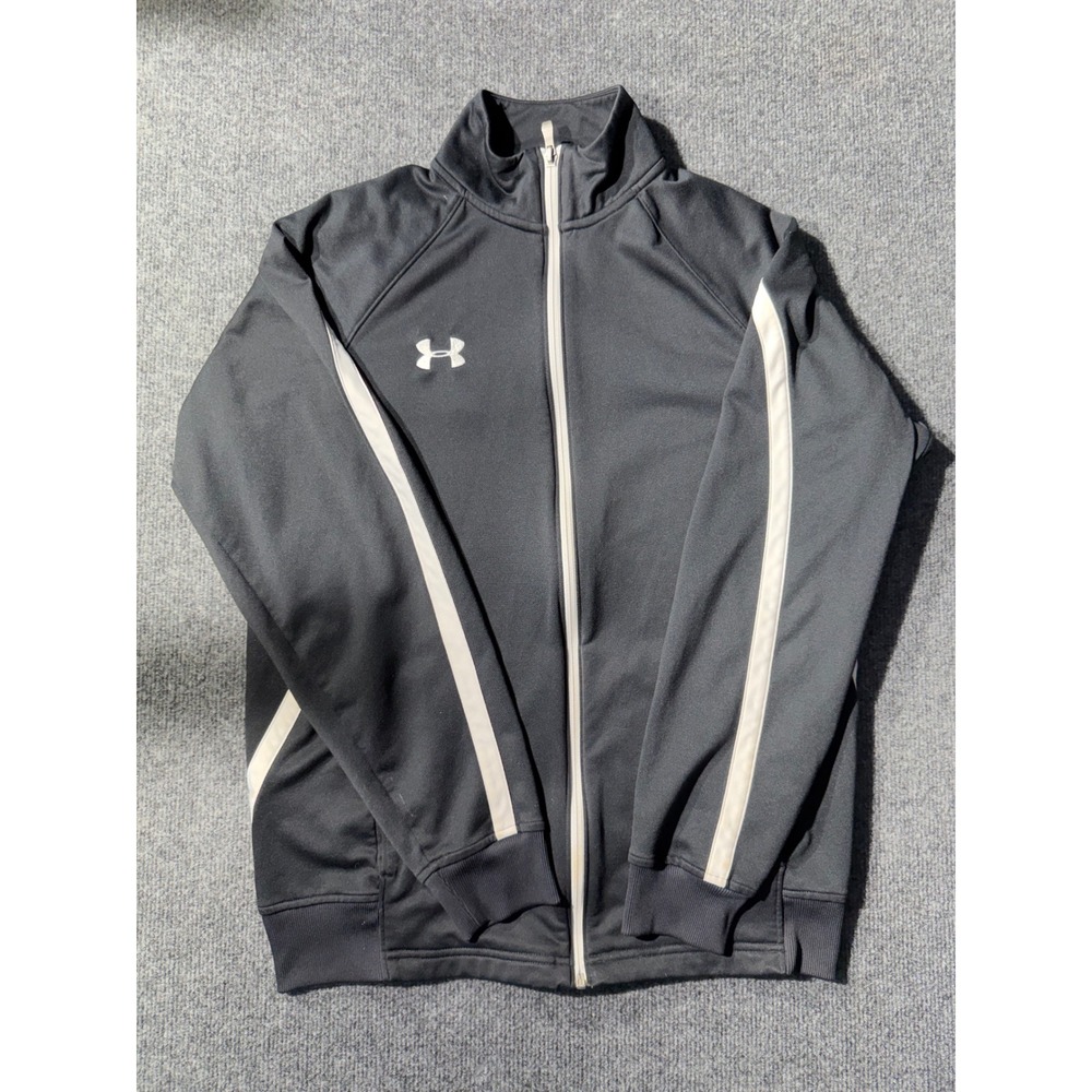 Under Armour Track Jacket Mens SM Black Excellent Allseasongear Full Zip Logo